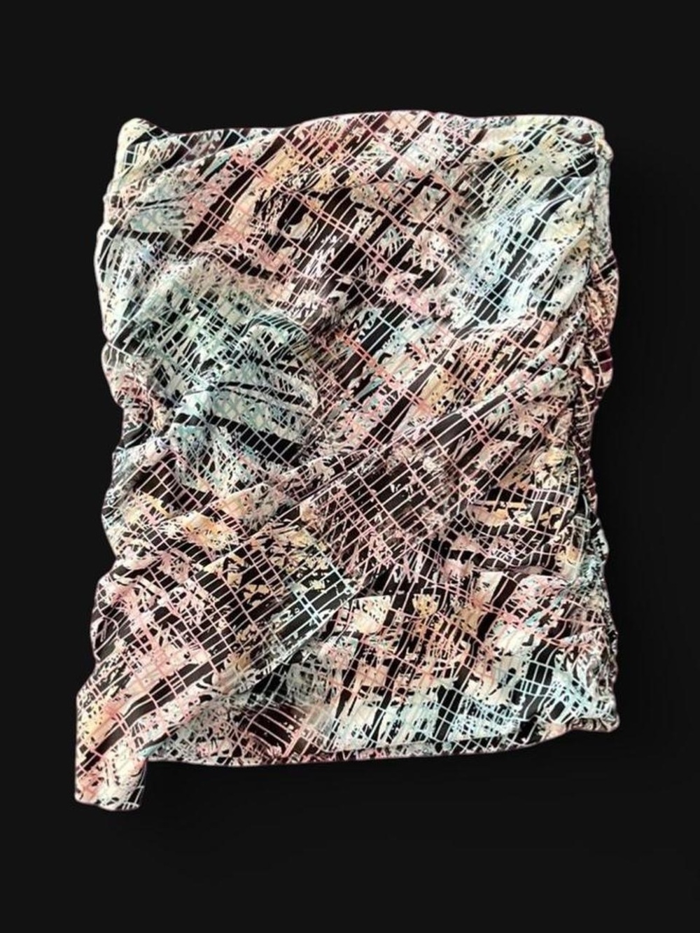 Kookai Abstract Print Black and Pink Women’s strapless top size 1